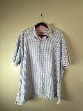 Johnston & Murphy Men's Tailored Fit Short Sleeve Plaid Button-Up Shirt